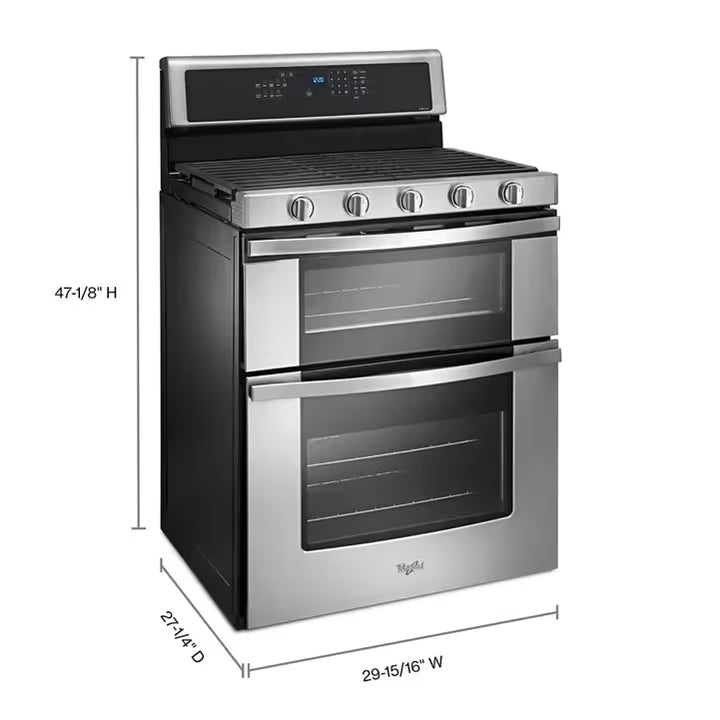 Whirlpool® 6.0 Cu. Ft. Gas Double Oven Range with Center Oval Burner WGG745S0FS10