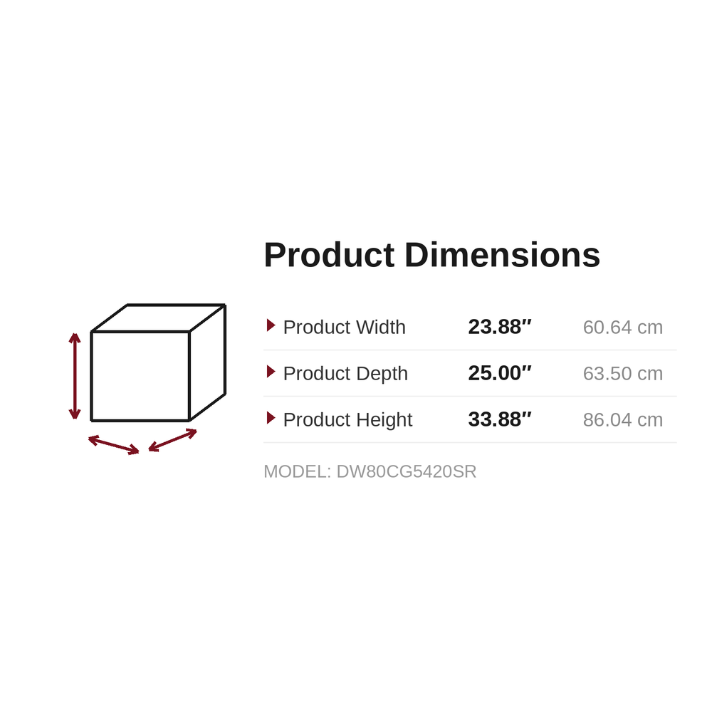 Dimensions - DW80CG5420SR