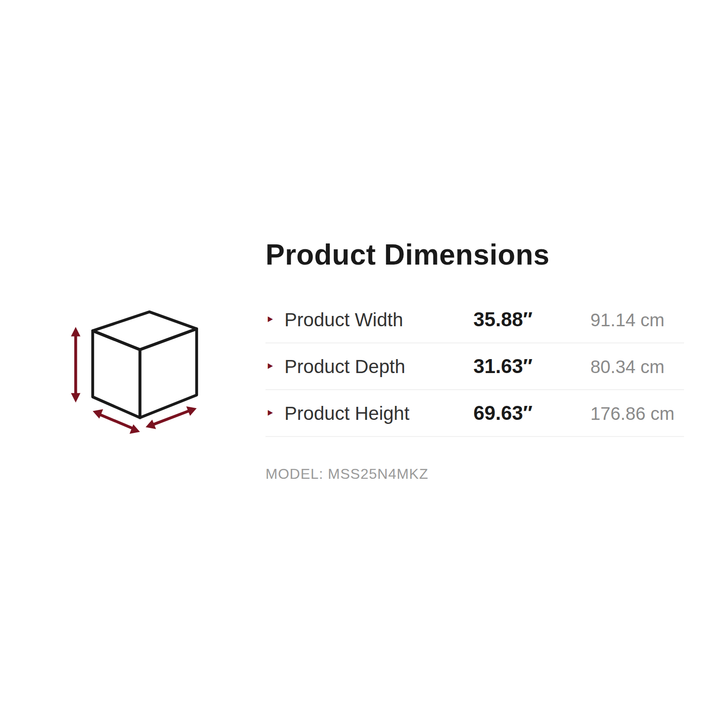 Dimensions - MSS25N4MKZ