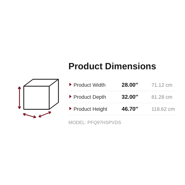 Dimensions - PFQ97HSPVDS