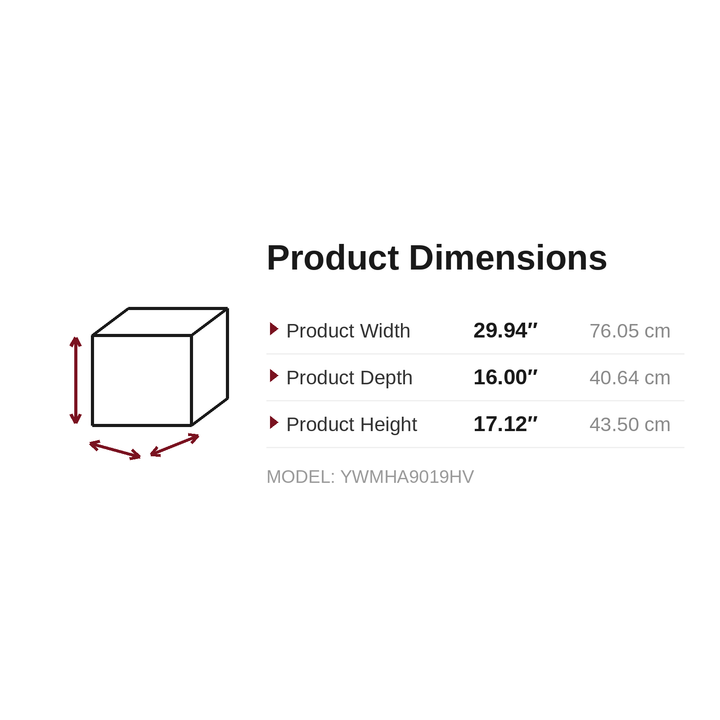 Dimensions - YWMHA9019HV