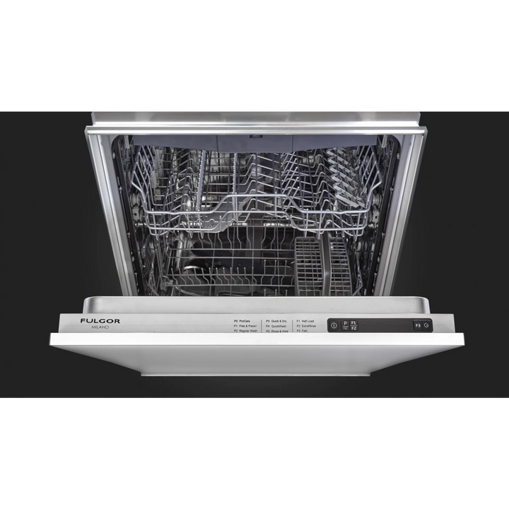 Fulgor Milano F6DWT24FI2 24 Inch Fully Integrated Built-In Dishwasher with 16 Place Settings, 6 Wash Cycles, Full-Size Third Rack, 45 dBA Silent Operation, Rapid Clean Function, Automatic Detergent Detection, Water Softener,  ENERGY STAR®
