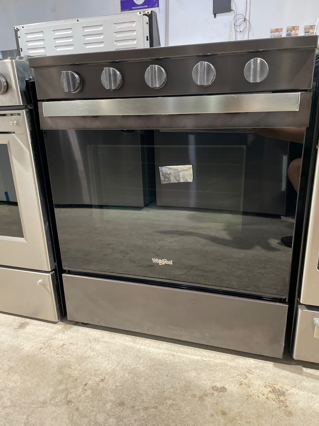 Whirlpool 30" 5.0 Cu. Ft. True Convection 5-Burner Slide-In Gas Air Fry Range (WSGS7530RV) - Black-on-Stainless