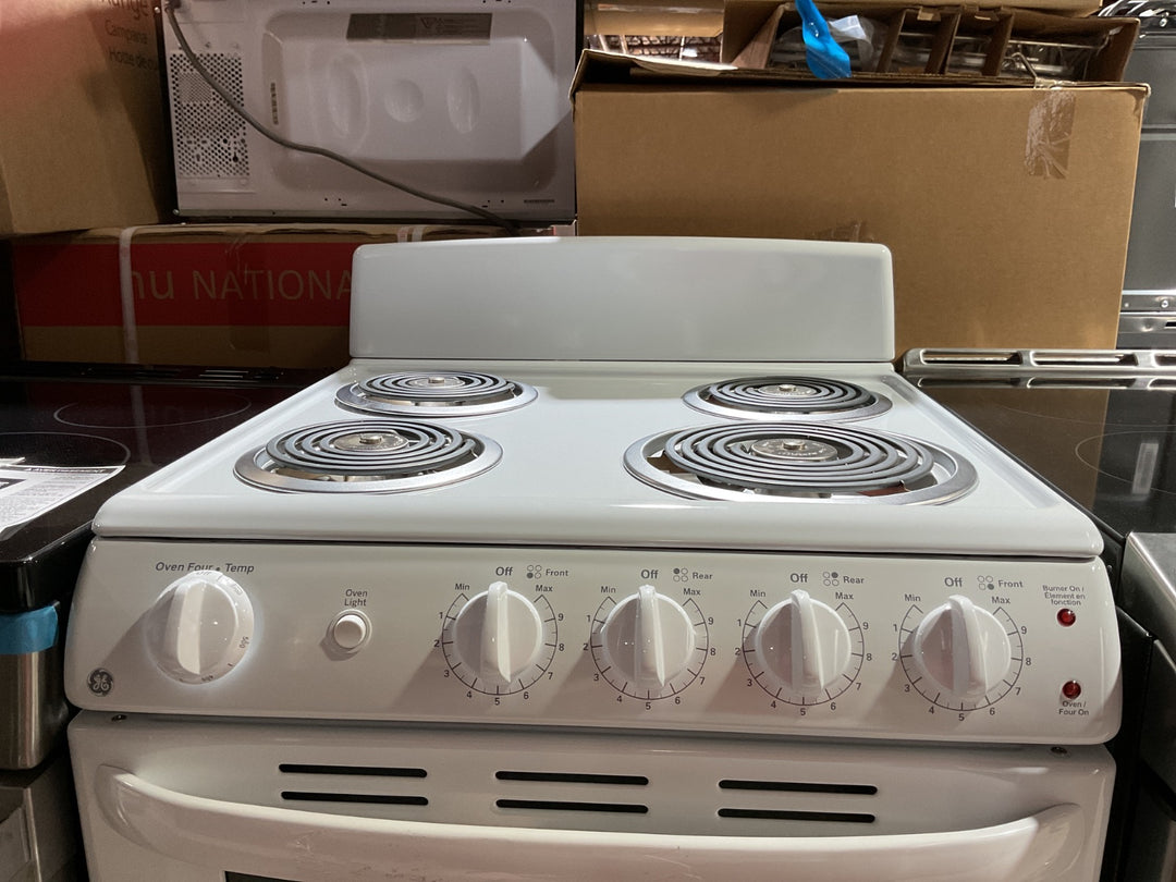GE JCAS300DMWW Range, Electric, 24 inch Exterior Width, 4 Burners, 2.9 cu. ft. Capacity, Storage Drawer, 1 Ovens, White colour