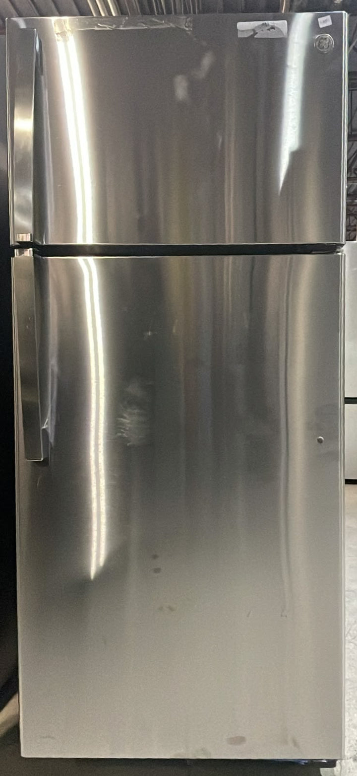 GE GTE17GSNRSS top freezer refrigerator - actual unit in our warehouse