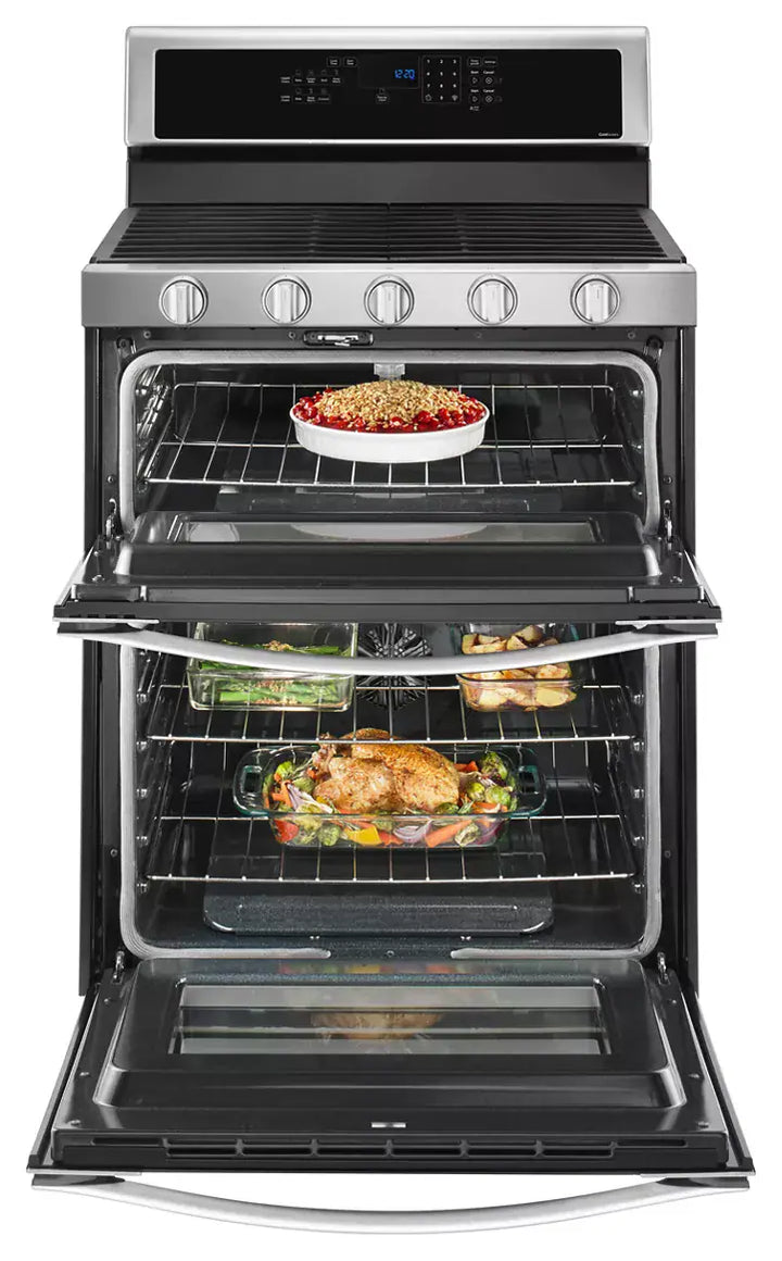 Whirlpool® 6.0 Cu. Ft. Gas Double Oven Range with Center Oval Burner WGG745S0FS10