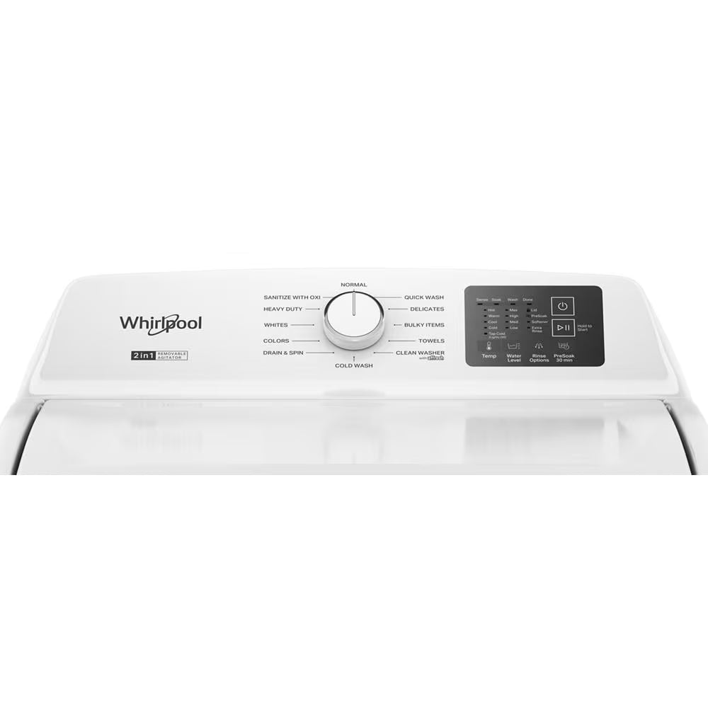 Whirlpool 4.8 cu ft Top Load Washer with 2-in-1 Removable Agitator in White Model # WTW4107SW - Online only