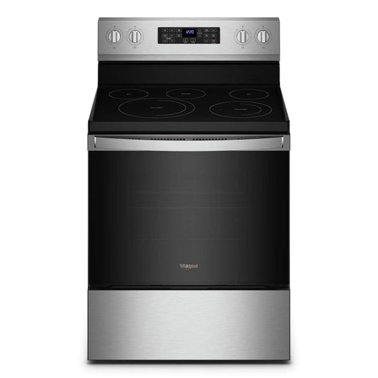 Whirlpool Electric Range (YWFE550S0LZ): 30 inch Exterior Width, Self Clean, Convection, 5 Burners, 5.3 cu. ft. Capacity Storage Drawer  -- Stainless Steel color