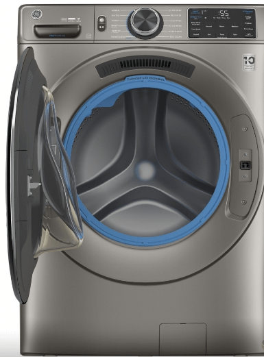 GE GFW650SPNSN Front Load Washer, 28" Width, ENERGY STAR Certified, 5.5 cu. ft. Capacity, Steam Clean, 12 Wash Cycles, 5 Temperature Settings, Stackable, 1300 RPM Washer Spin Speed, Water Heater, Wifi Enabled, Satin Nickel colour