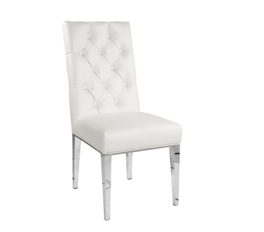 LESLIE Dining Chair GY-282 White Leatherette w/ Steel Legs